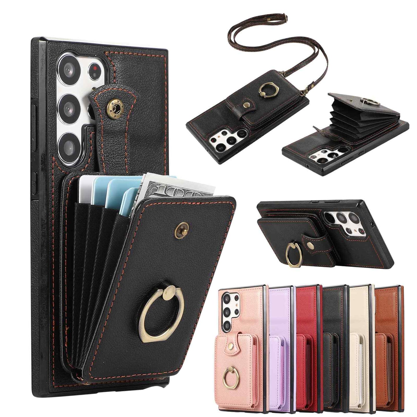 For Samsung Galaxy S25 Ultra/S25+ Case Wallet with Card Holder 360°Rotation Ring