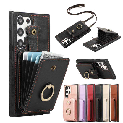 For Samsung Galaxy S25 Ultra/S25+ Case Wallet with Card Holder 360°Rotation Ring