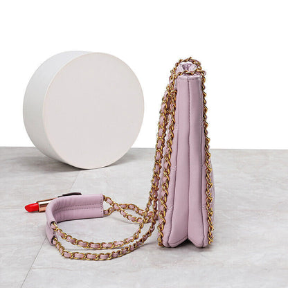 Small Quilted Sheepskin Leather Shoulder Bag Tote Chain Strap Handbag Fashion
