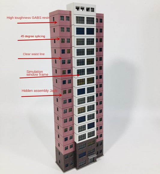 N Scale High-rise Office Building Model City Railway House Scene Model
