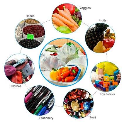Bolsas Bags Mallas Para Cocina Juguetes Frutas Resistente Reutilizable 3Pz US
