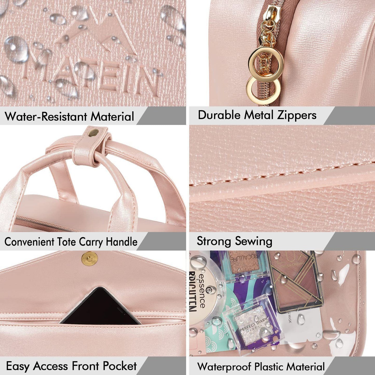 Synthetic Leather Makeup Bag Big Travel Tote Waterproof Cosmetic Bags Toiletries