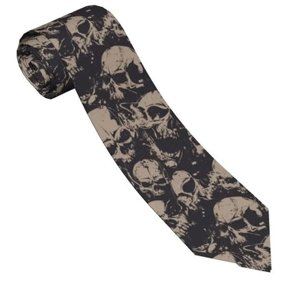 Men Necktie Polyester Grunge Pattern Skull Rock Fashion Classic Wear Tie 145x8cm