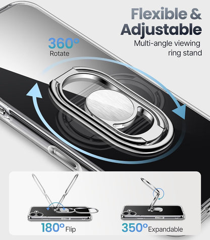 for Iphone 17 Case with Stand, Phone Case Clear with Double Ring Holder [Adjusta