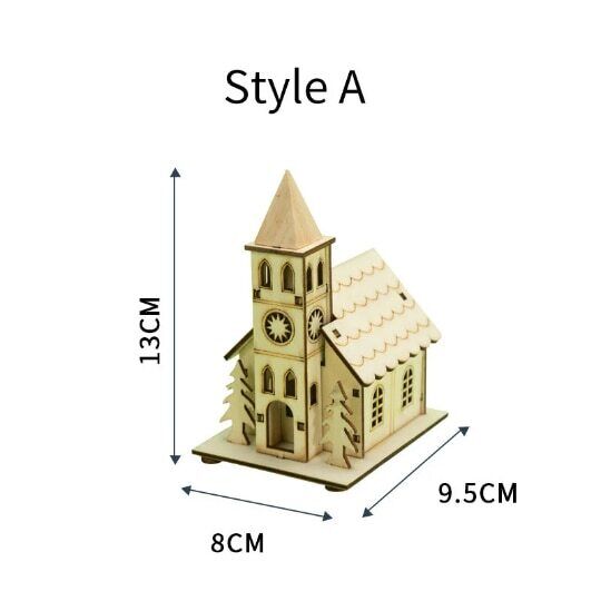 Christmas Log Cabin Christmas Craft Decoration with Light Wooden Small House