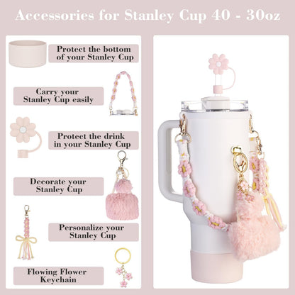 8Pcs Bling Bow Cup Accessories Decor for Stanley Charms 40oz & 30oz Tumbler