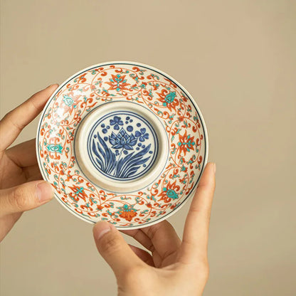 150ml Chinese Ceramic Gaiwan Handmade Lotus Pattern Tea Tureen Kungfu Teaware