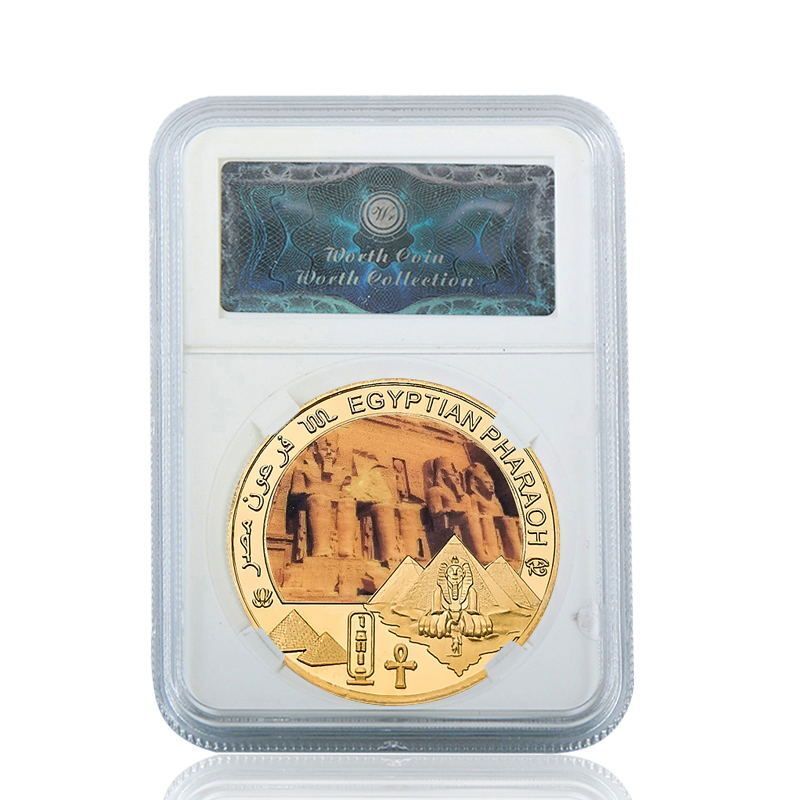 Commemorative Challenge Coins Egyptian Pharaoh Gold Plated Craft Souvenir 1.57in