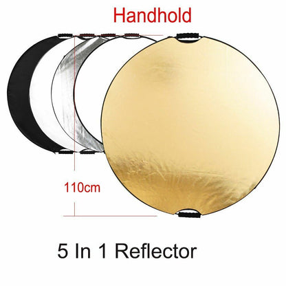 5 In 1 Light Reflector Diffuser 80/110cm Handhold Collapsible Photography Tools