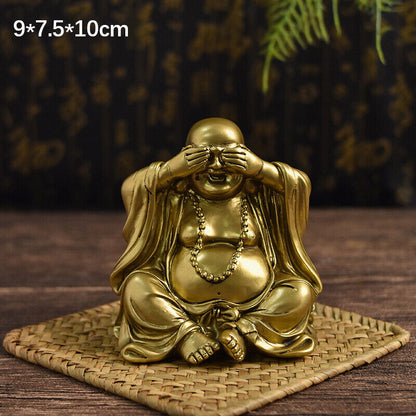 Resin Maitreya Buddha Statue Buddhist Supplies Sculpture Craft Desk Decoration