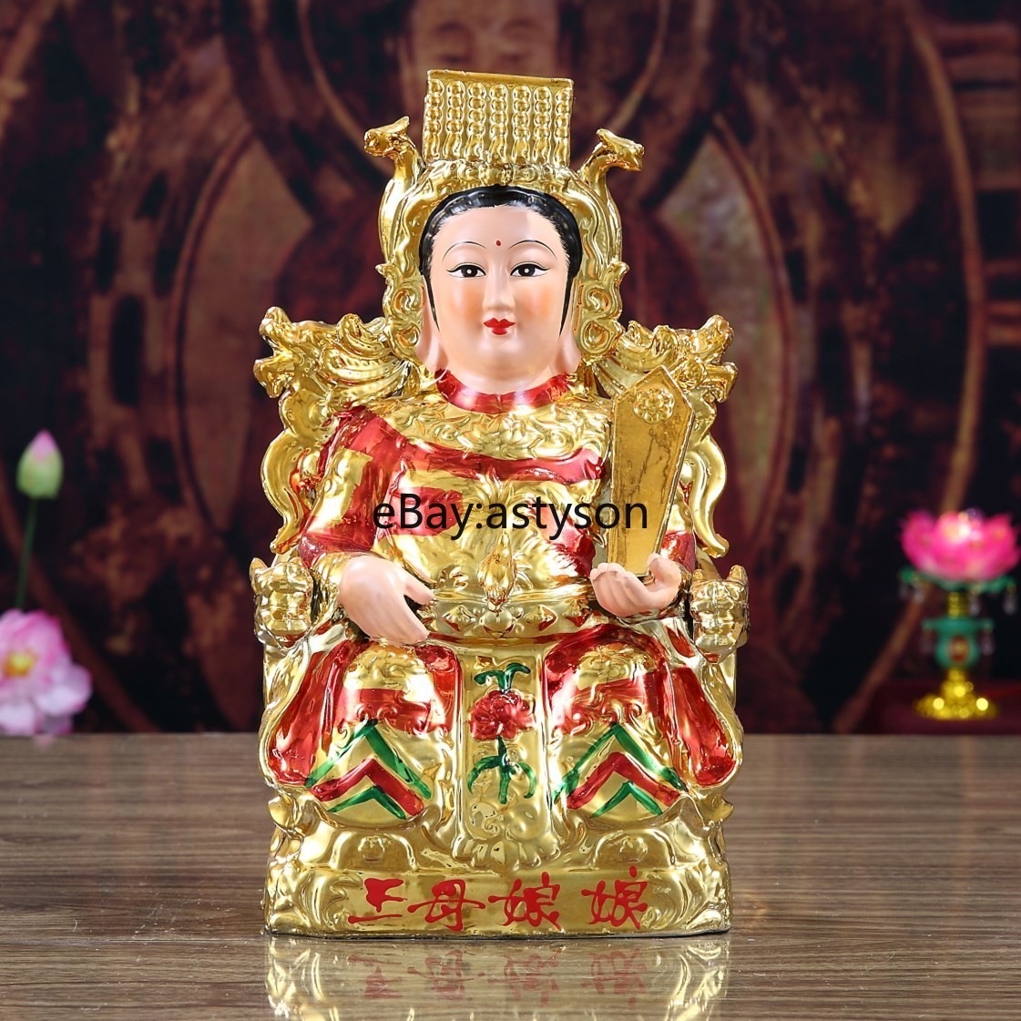Chinese Ceramic Jade Emperor Queen Mother Goddess Statue Household Ornaments