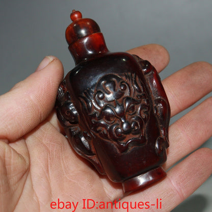 Early Chinese Collection of Natural Ox-Horn Animal Head Snuff Bottles