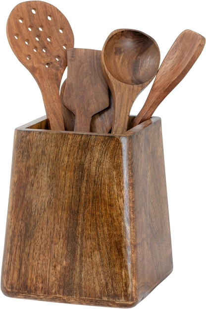 Large Wooden Utensil Holder Organize Crock for Kitchen Decoration Countertop
