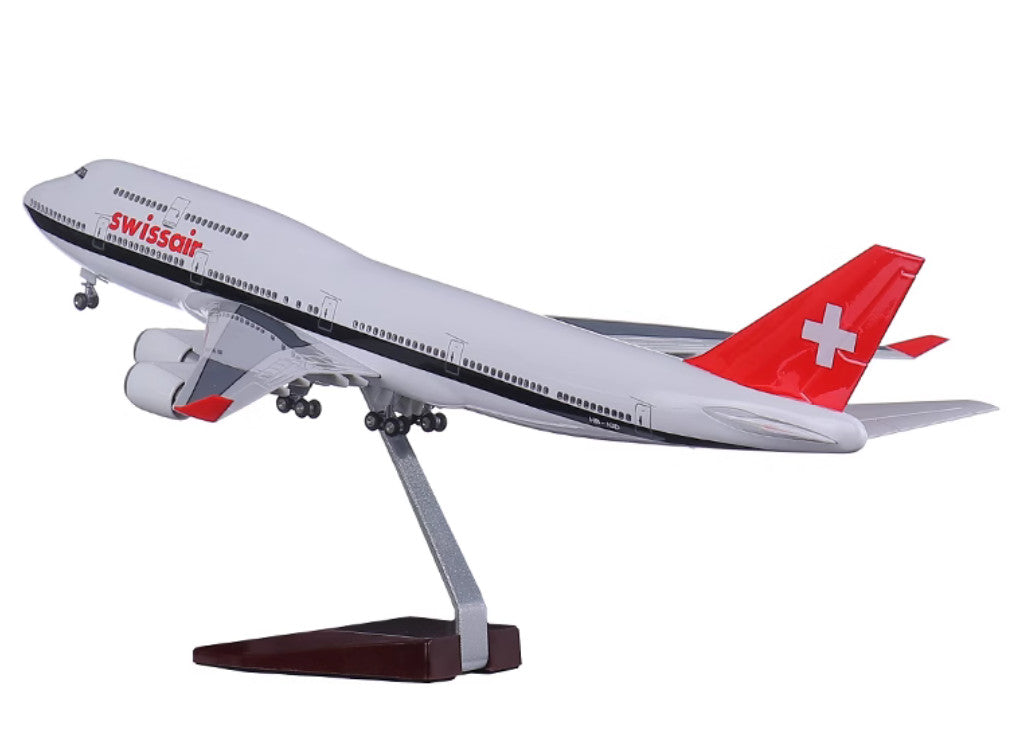 1:150 47CM Swissair BOEING 747-400 Airplane Landing Gear Resin Aircraft Model