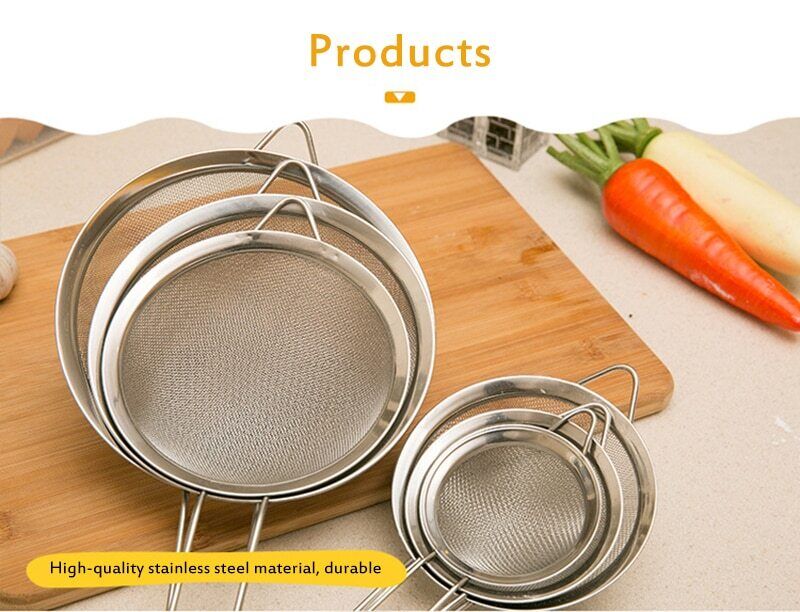 Fine Mesh Strainer Set of 3 Stainless Steel Sieve with Nut Milk Bag Sifter Metal