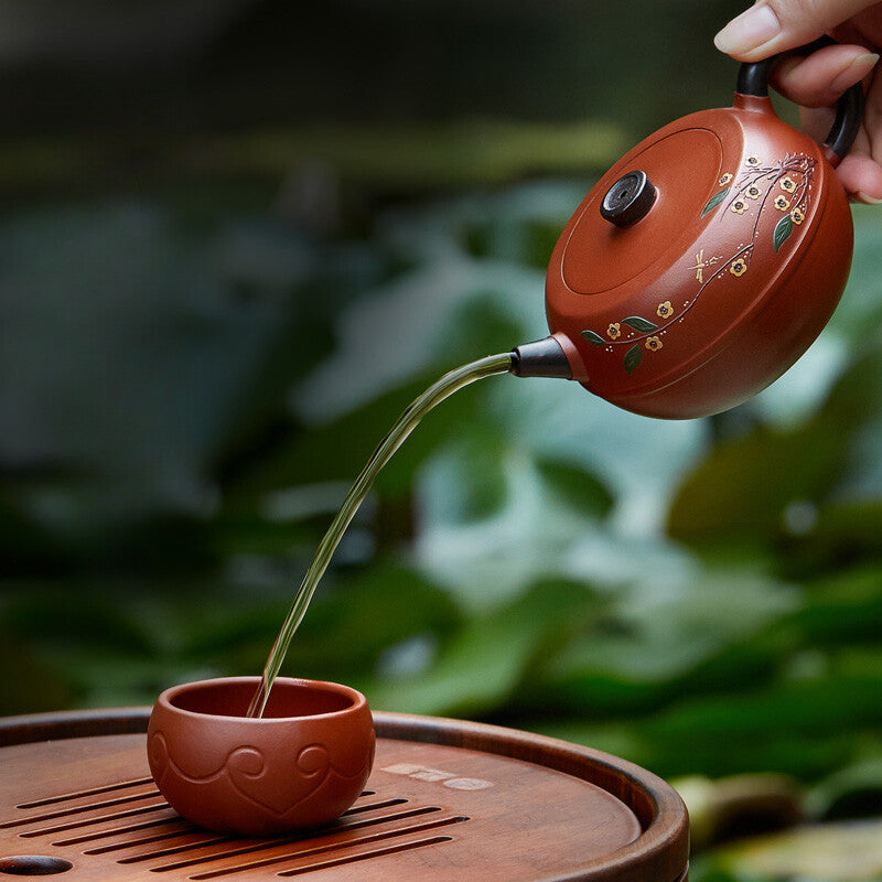 Kung Fu Loose Leaf Tea Maker 160ml Hand-painted purple clay pot Household TeaSet