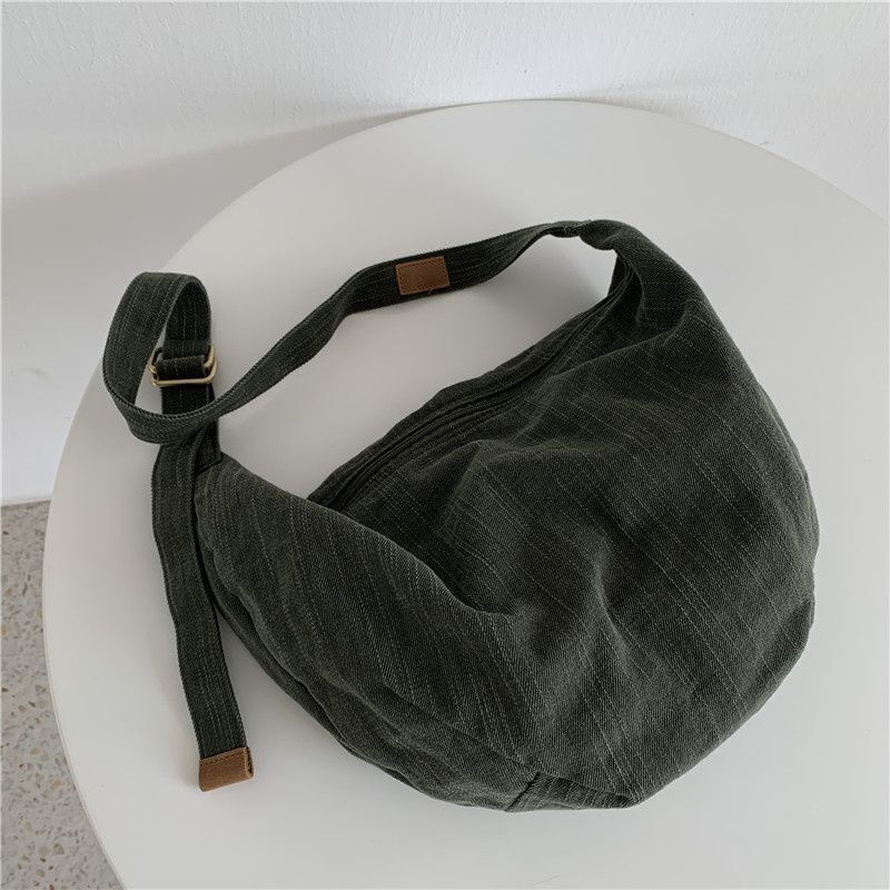 Big Size Dumpling Bag Canvas Purse Large Messenger Crossbody Pouch 42*28*11.5 CM