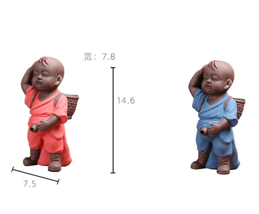 1pc 5.9" Creative Tea Pet Yixing Zisha Monk Tea Strainer Boy Statue Tea Play New