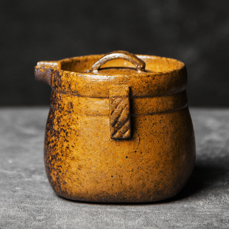 Handmade Rough Pottery Teapot Japanese Tea Pot Antique Ceramic Tea Set Filter