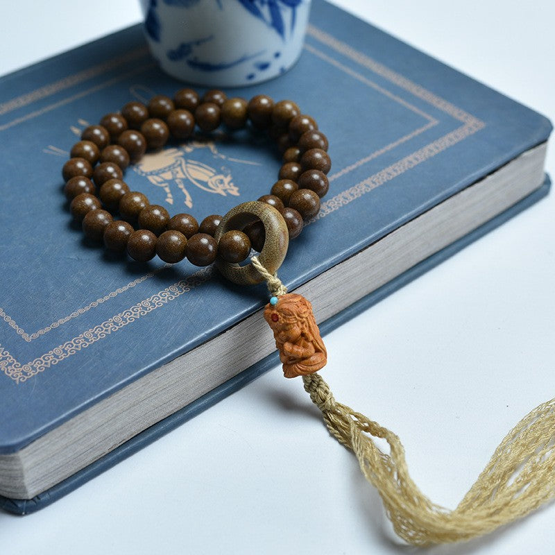 8mm Tara Tassel Pendant Double Wrap Prayer Beads Bracelet Braided