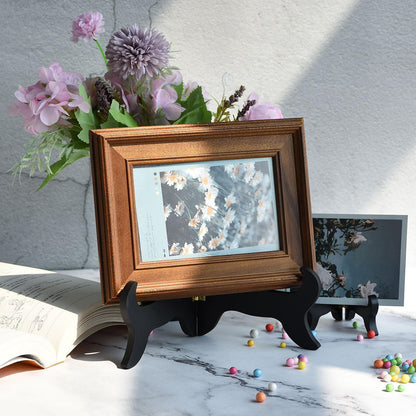 3pcs 4" Easel Plate Holder, Wooden Folding Display Stand Black for Picture Frame