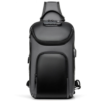 Men's Sling Backpack Oxford Waterproof&Anti-theft Crossbody Bag USB Sport Bgas