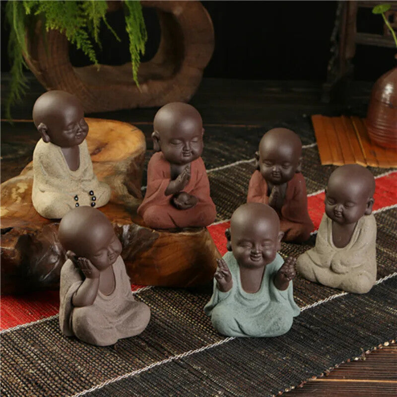 Buddha Statues Small Monk Sand Ceramic Decoration Purple Sand Figurines Tea Pet