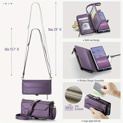 Crossbody for Samsung Galaxy Z Fold 6 Case Wallet Card Holder with Pen Slot