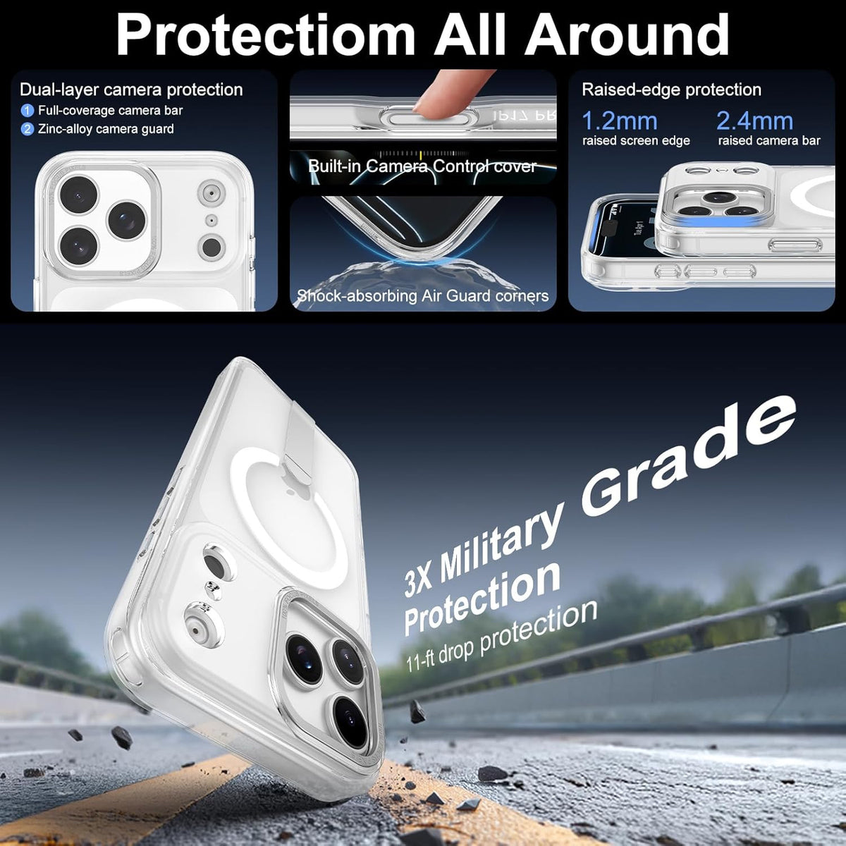 For Iphone 17 Pro Max Case with Stand, Camera Control Cover Control, Military-Gr