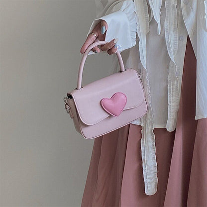 Pink Heart Small Square Shoulder Bag Tote Purse Handbags Chain Messenger Bag 1PC