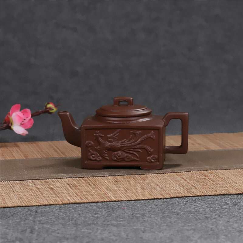 13cm Chinese Yixing Zisha Clay Pottery Teapot Dragon Phoenix Design Clay Pot
