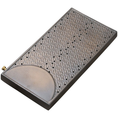 Crude Pottery Tea Tray Water Draining Reservoir Serving Tray Rectangle Antique