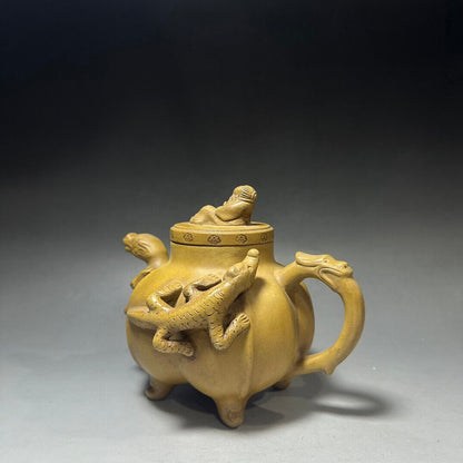 Chinese Yixing Zisha Clay Handmade Exquisite Teapot （福寿壶 底款：邵正来）