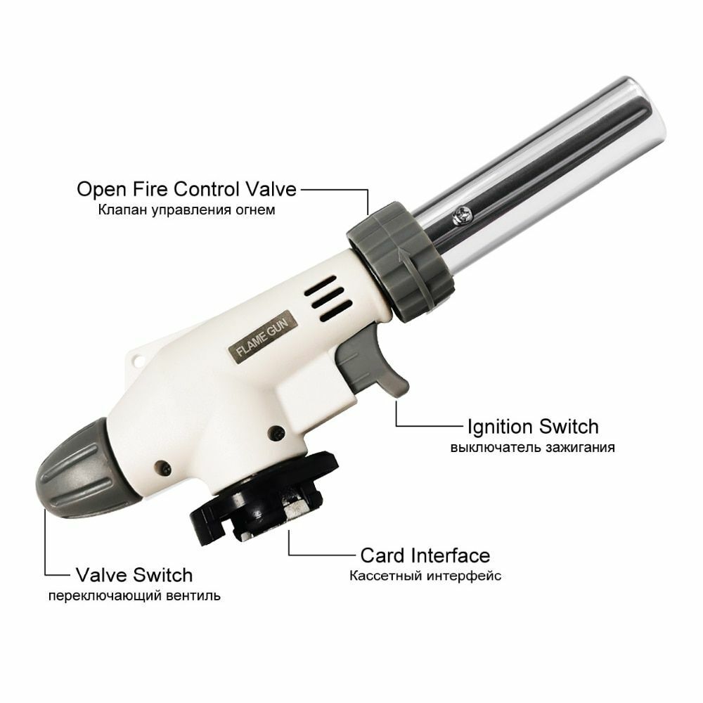 Flame Gun Gas Torch Multifunctional Flame Cooking BBQ Heating Tool Camping metal