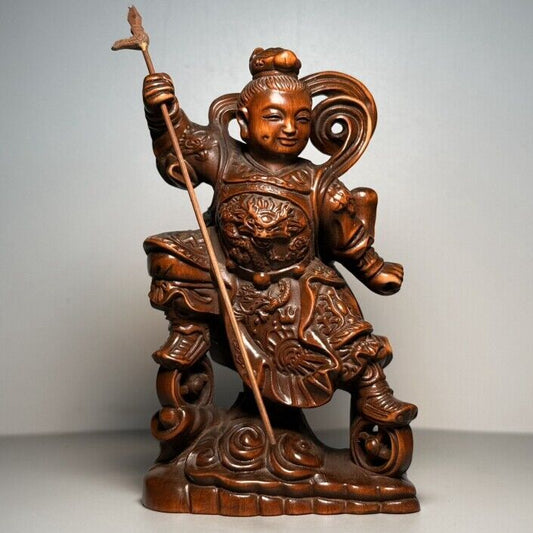 Collection Chinese Boxwood Carving Child Statue Wooden Sculpture Decor Artwork