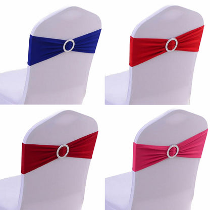 10/25/50/100x Spandex Stretch Chair Sashes Bows Band Wedding Party Banquet Decor