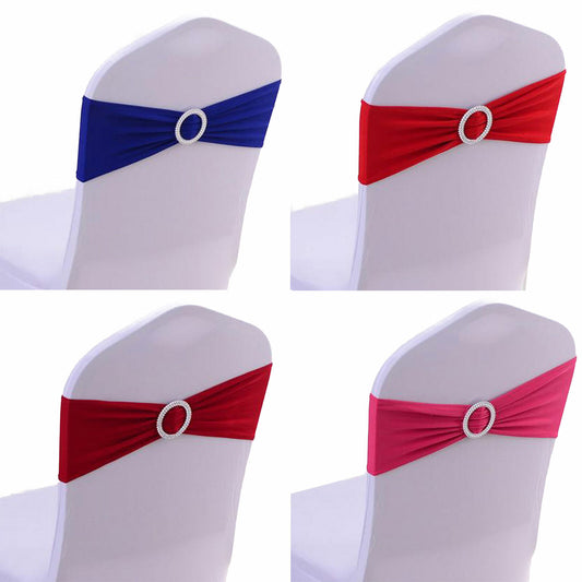 10/25/50/100x Spandex Stretch Chair Sashes Bows Band Wedding Party Banquet Decor