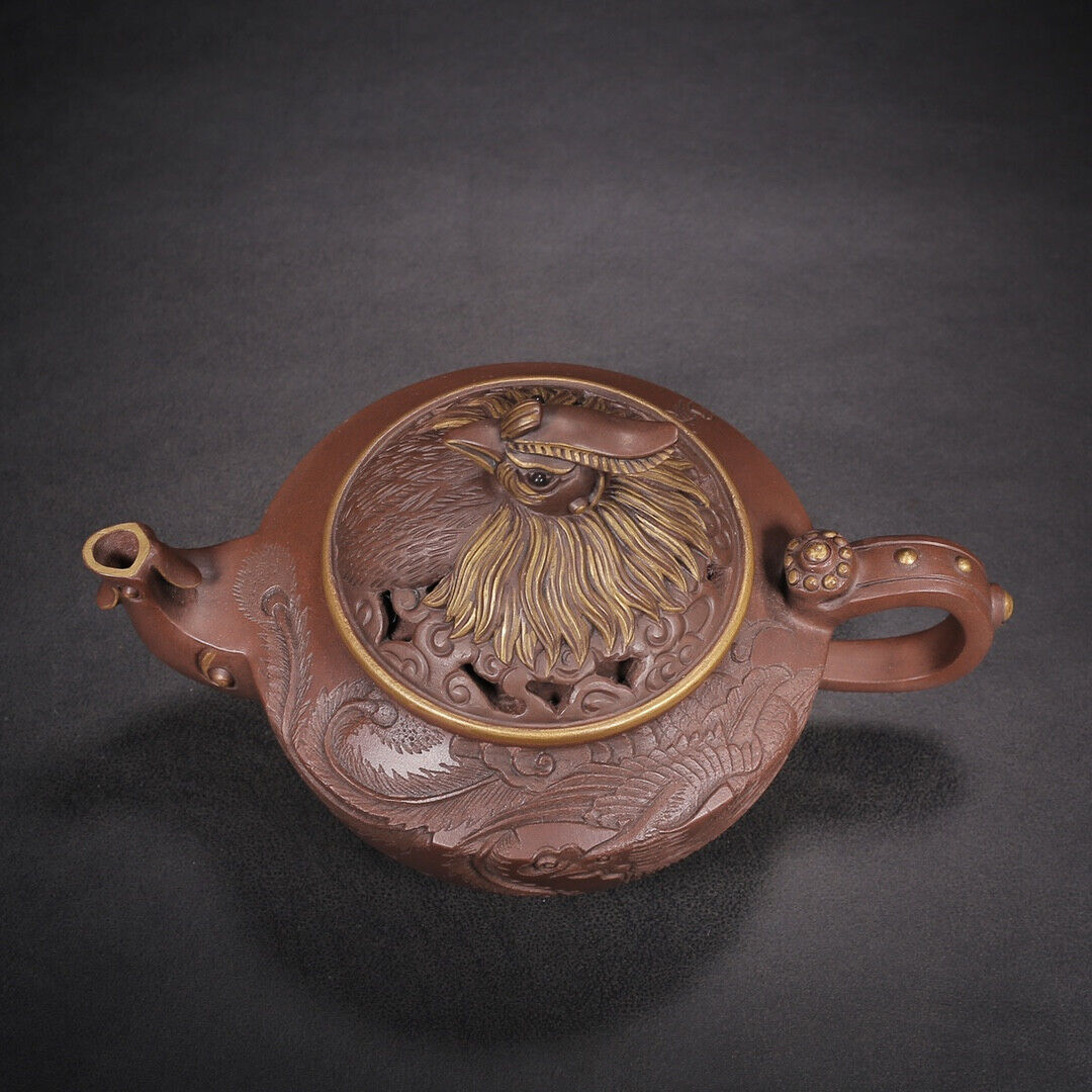 Chinese Yixing Zisha Clay Handmade Exquisite Teapot（凤舞九天 底款：朱可心）