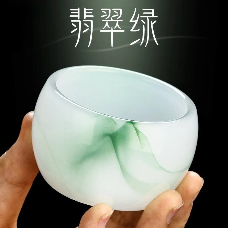 Small Jade Porcelain Tea Cup Emerald Green Teacup Ink Chinese Tea Bowl