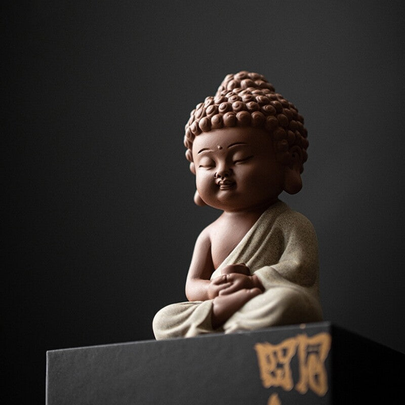 Creative Tea Pet Monk Statue Purple Clay Zisha Table Decoration Buddha Mascot