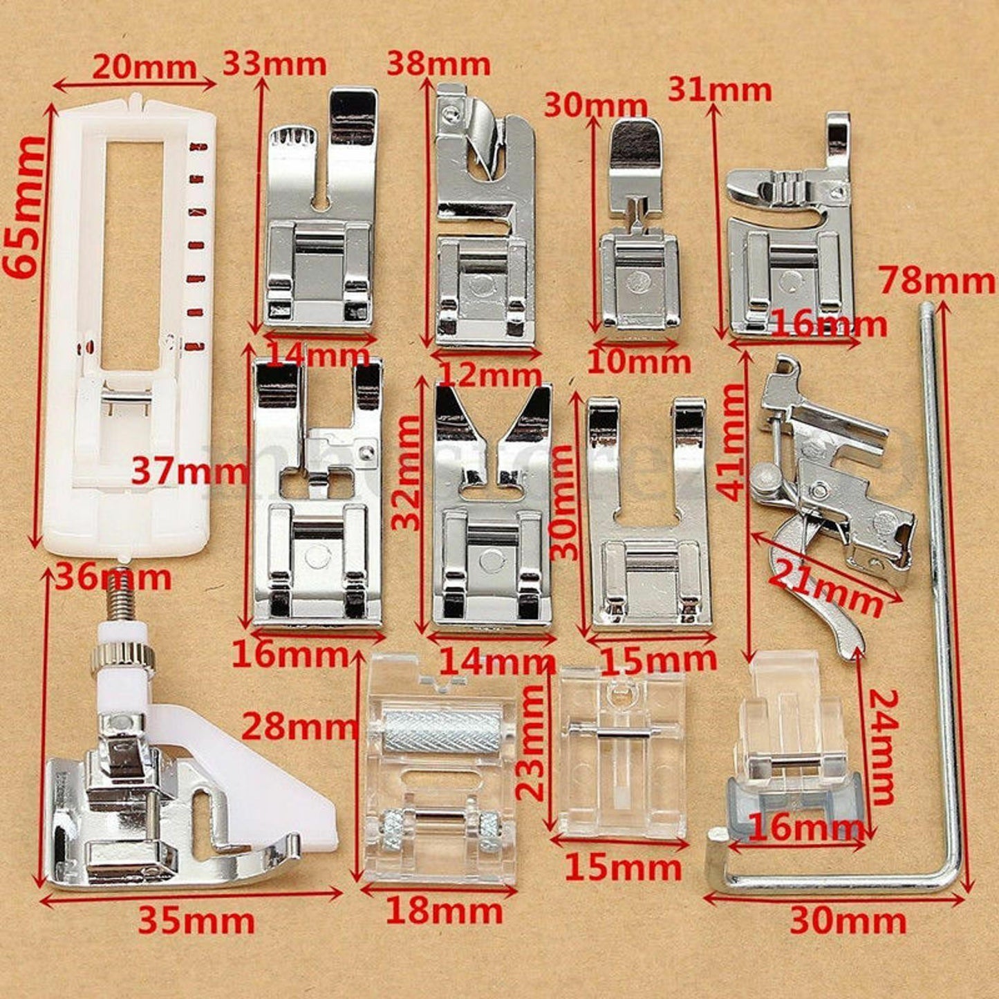14Pcs Snap Presser Foot Set for VIKING HUSQVARNA Sewing Machines 335 330 325 E