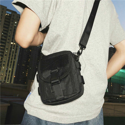 Men Messenger Bag Canvas Shoulder Bag Small Pack Travel Waist Pack Pouch Backpak