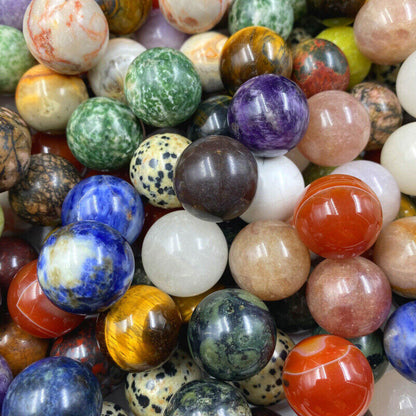 20pcs 20mm No Hole Natural Gemstone Round Ball Healing Sphere Stones Decor