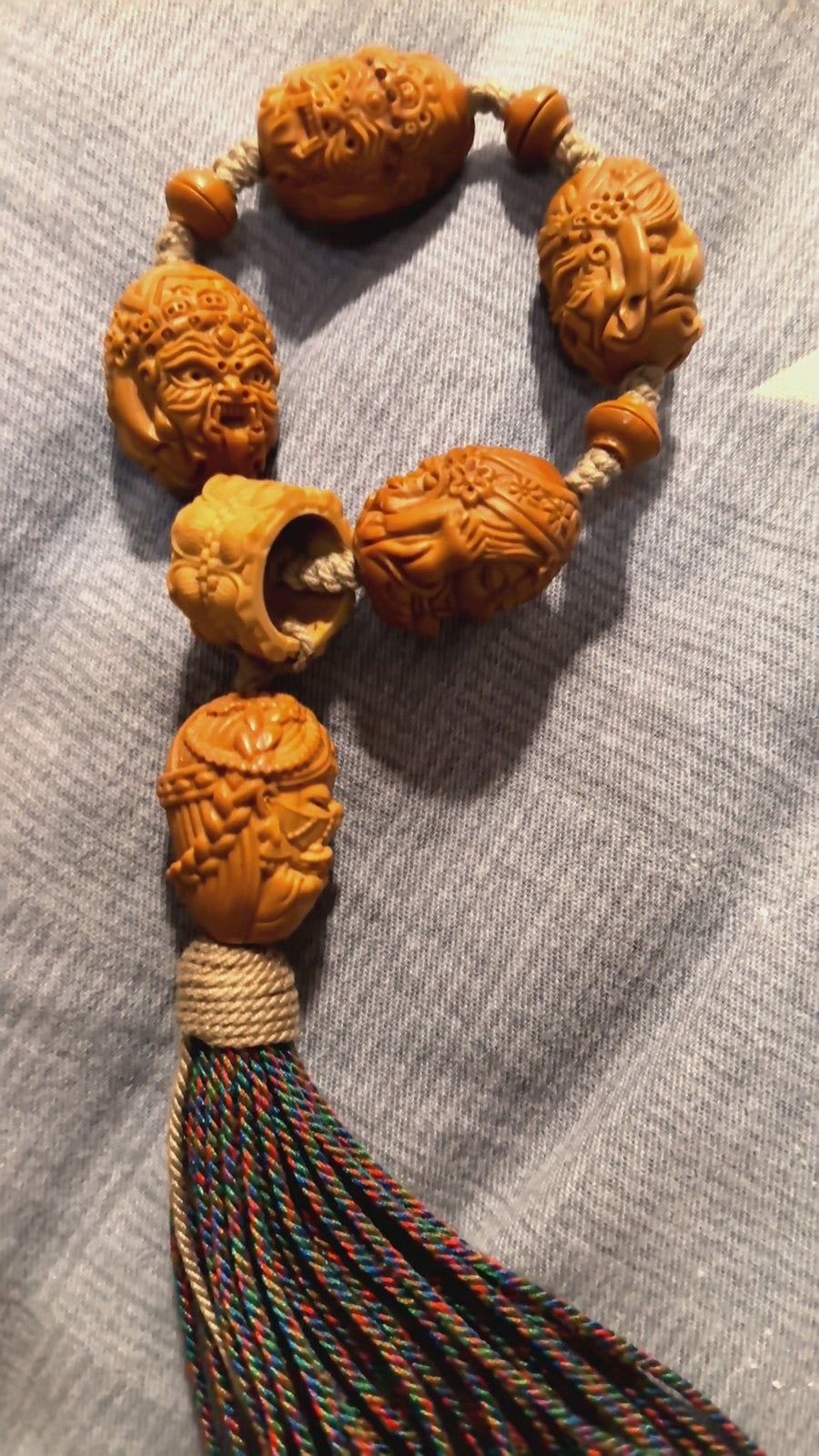 Hand Carved Olive Nut Zajiram Four No Hand Twist Pendant Bracelet