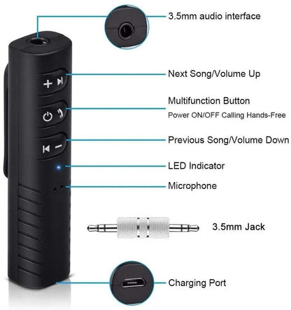 Transmisor Receptor USB Bluetooth 5.0 Auxiliar Inalámbrico Para Coche De 3.5mm