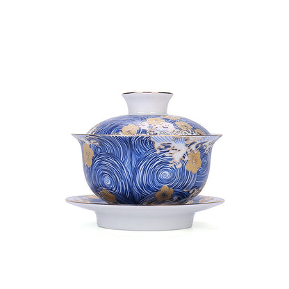 Enamel Gaiwan Porcelain Cup Bowl Ceramic Tureen Chinese Tea Bowl With Lid Saucer