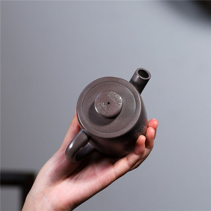 Full Handmade Carved Julun Pot Marked Real Yixing Zisha Tianqing Clay Tea Pot