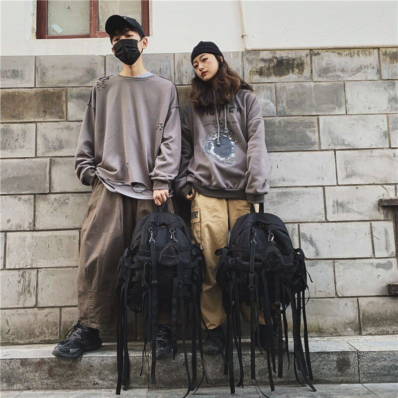 Black Backpacks Travel Bag Casual Shoulder Punk Unisex Bags 31*12*42 CM Canvas