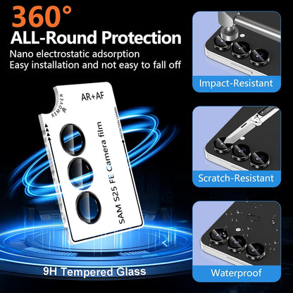 For Samsung Galaxy S25 FE Camera Lens Protector, Individual Metal Ring Tempered