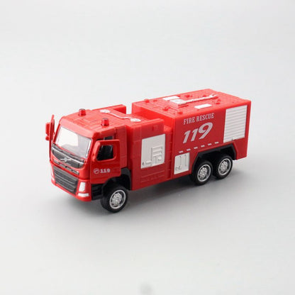 1:72 Diecast Volvo Fire Truck Metal Car Model Toy Pull Back Door Open Gift